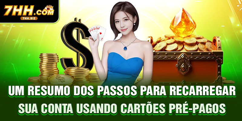 Um resumo dos passos para recarregar sua conta usando cartões pré-pagos